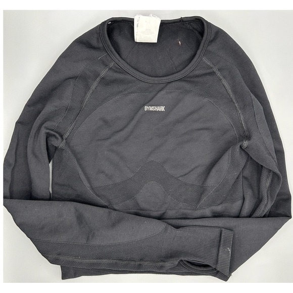 Gymshark Tops - Gymshark Long Sleeve Crop Top Black‎ Seamless Cutout Women's Size S Thumbholes
